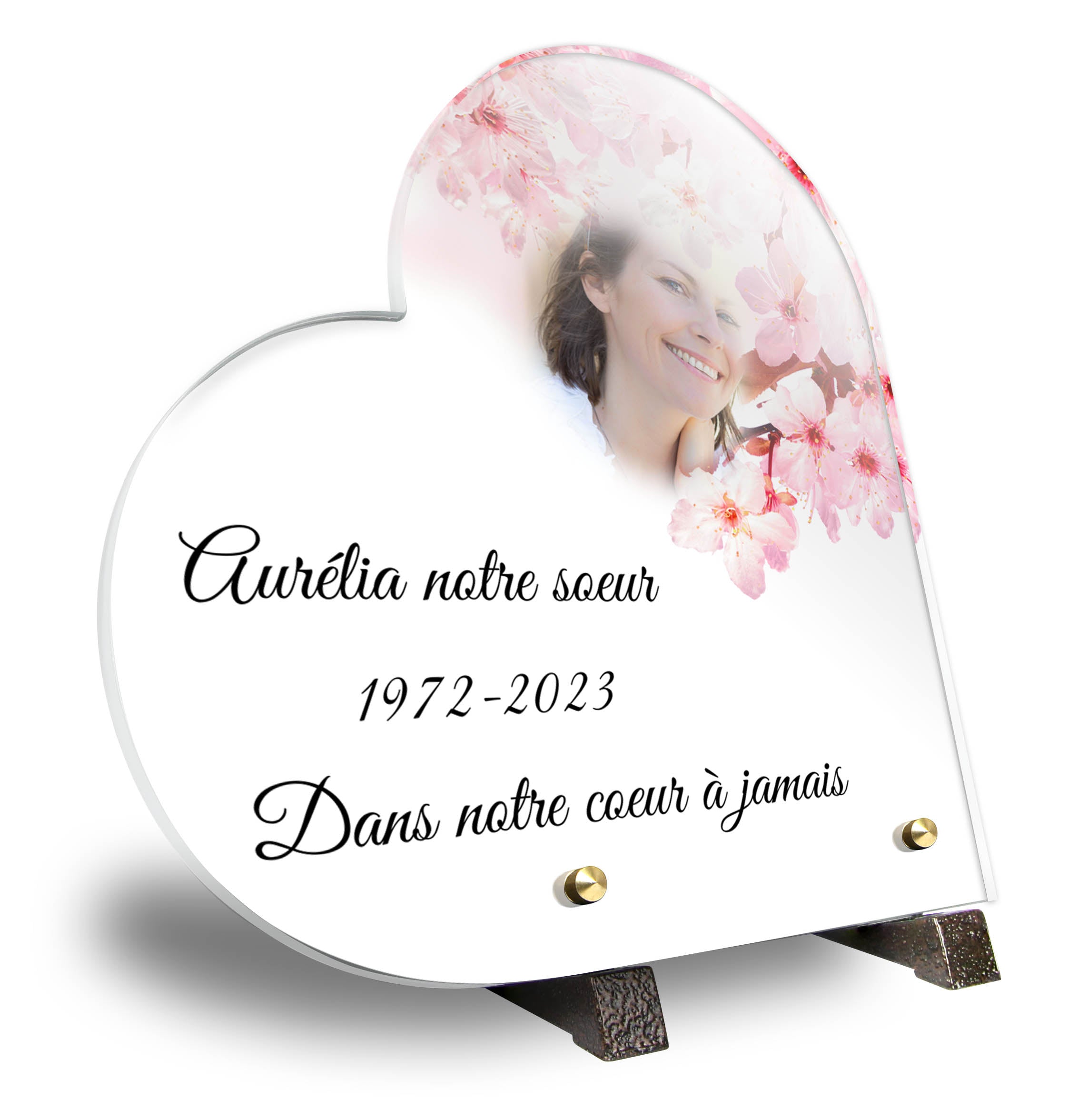 Plaque Funéraire Plexiglas Coeur Fleurs De Cerisier Belle Plaque Funéraire 