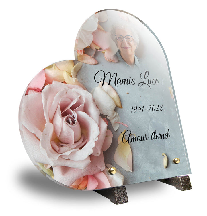Plaque Funéraire Plexiglas Coeur fleurs de cerisier – Belle Plaque Funéraire