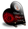 Plaque Funéraire Plexiglas Coeur rose rouge