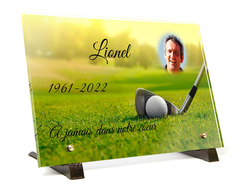 Plaque Funéraire Plexiglas Golf