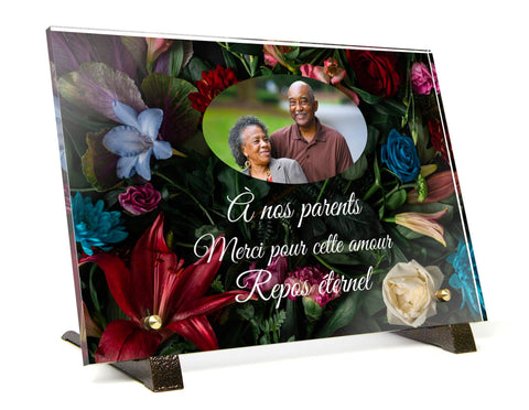 Plaque Funéraire Plexiglas Fleurs Martinique